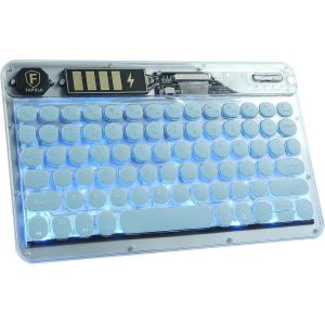 Clavier Bluetooth Sans Fil Backlight Pour Ipad, 10"" Bouton Rond Avec Lumi&egrave;re Led, Rechargeable Silencieux Ultra-Slim Clavier Sans Fil Pour Windows/Ios/Android,Ipad 9Th / 8Th Gen/Pro (Bleu Clair) - Neuf