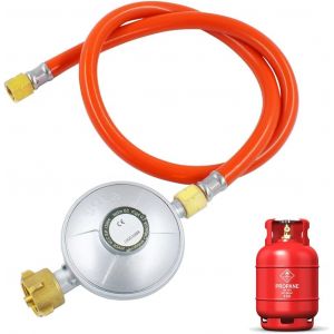 Ulteronixshop-R&eacute;ducteur de Pression de gaz 50mbar, R&eacute;gulateur de Pression de gaz en kit avec Tuyau de gaz de 150cm de Long,pour r&eacute;chaud &agrave; gaz, barbecues &agrave; gaz ou barbecues &agrave; Paella - Neuf