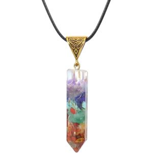 Chakras Collier Avec Pendentif En Cristal 7 Chakras Pour Femme Et Homme Collier De Pierres Naturelles Reiki Pour Protection Curative, &Eacute;nergie, Yoga, M&eacute;ditation, &Eacute;quilibre, Grande, R&eacute;sine, 7 - Neuf