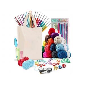 Kit De Crochet Avec Pelotes De Laine, Crochets, Organiseur Et Sac De Transport - Neuf