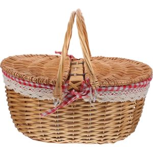 Ulteronixshop-Panier Pique- Pique- avec Couvercle Panier de Rangement avec Couvercle de Rangement d&eacute;coratif en Osier avec e Blanc tress&eacute; - Neuf
