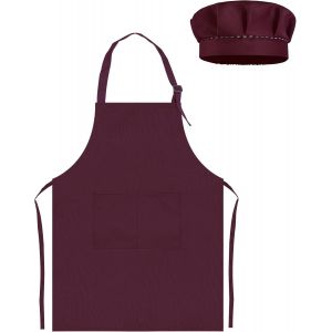 KALANKA-Ensemble chapeau de chef et tablier pour enfant, tablier de chef réglable pour enfants, tablier de cuisine pour la cuisson, la peinture, tablier d'artiste avec deux poches - Neuf