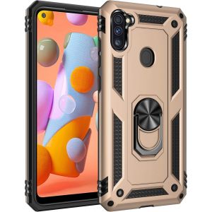 Kal-Coque Pour Samsung A11/M11, + Protecteur D'écran Double Couche Hybride Ultra Armure Housse Étui De Protection Antichoc Armor Bumper Cover Avec Stand Pour Galaxy A11/M11, Or - Neuf