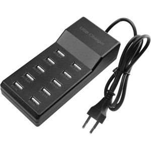 CMJAAGUR-Chargeur Usb 10 Ports Station De Charge Usb Multi-Ports 50 W, Port Unique 5 V/2,4 A, 10 Ports Hub Station De Charge Rapide, Avec Technologie De Détection Automatique De Charge Rapid[M2339] - Neuf