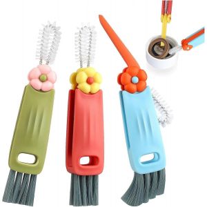 Brosse de nettoyage de bouteille d'eau,suceur plat 3 en 1 pour couvercle de bouteille,3 outils de nettoyage - Neuf