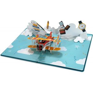 Plane - Carte fete des peres, Carte de f&ecirc;te des p&egrave;res Pop Up, cartes d'anniversaire pour homme, carte de v?ux 3D p&egrave;re lui gar&ccedil;on fils fr&egrave;re mari m&acirc;le FR - Neuf
