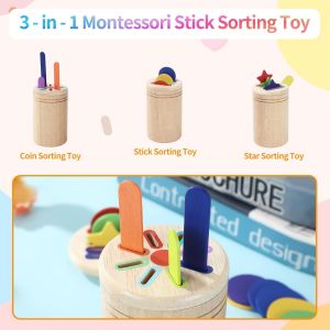 Montessori Wooden Toy 1 2 3 Year Old Montessori Game Fine Motor Skills Educational Game Educational Sensory Toy for Baby,Gift to Learn to Count and Colour for Children 3 Years Older - Neuf