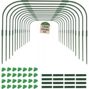 MEVRONISSHOP-12 Pcs Cadre de Serre de Jardin 95 x 100 cm avec Clips Arceau de Jardin Kit de Maison de Cerceau de Jardin Cerceau pour Tunnel Jardin Arceau pour Serre pour Tunnel de Croissance - Neuf