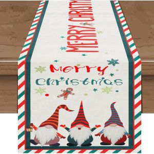 Chemin De Table De No&euml;l, Bande De Table Arbre De No&euml;l En Lin Lavable No&euml;l Table De F&ecirc;te D&icirc;ner D&eacute;coration P&egrave;re No&euml;l Nappe Rectangulaire Pour La Saison Des Vacances Hiver Cuisine Table &Agrave; Manger - Neuf