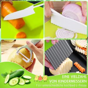 MEVRONISSHOP-6 Pi&egrave;ces Kit Couteau Cuisine Enfant, Couteau Montessori, Couteau Enfant qui ne Coupe pas, Kit Couteaux Securite de Cuisine pour Enfants, avec Planche &Agrave; D&eacute;couper pour Couper et Cuisiner - Neuf