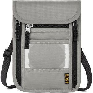 nzqaf-Pochette Tour de Cou Voyage Sécurisée RFID Blocage Sac de Passeport pour Femme Homme, Imperméable Sac de Cou Anti-Vol Pochette Voyage pour Document Voyage, éléphone, Passeport, Carte - Neuf