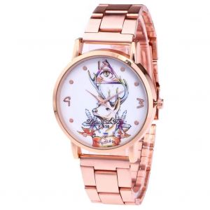 Zhoulianfa Montre Ronde En Alliage &Agrave; La Mode Montre De T&ecirc;te De Cerf Mod&egrave;le:Montre-Bracelet &Agrave; Quartz Analogique - Neuf