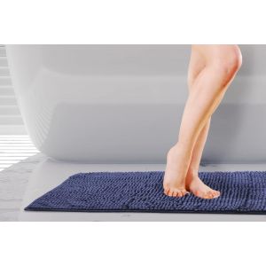 KAL-Noodle Tapis De Bain Antidérapant Doux Au Toucher Bleu Marine 45 X 75 Cm - Neuf