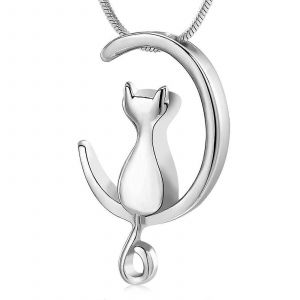 Collier Fun&eacute;raire En Acier Inoxydable 316l, Pendentif Urne Fun&eacute;raire En Forme De Chat, Pour Humain, Animal De Compagnie Ou Femme, Bijou Comm&eacute;moratif En Forme De Chat - Neuf