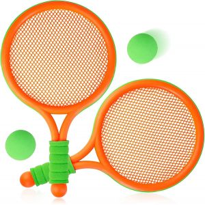 Raquettes de tennis pour enfants Raquette en plastique Ensemble de 4 avec balles de tennis Jardin ext&eacute;rieur Plage Sport Jeu Jouet - Neuf