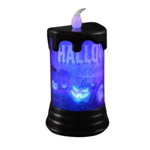 Bougies Citrouilles Pour Halloween | Bougies Sans Flamme D'halloween - Bougies Piliers Led En Cire Véritable À Piles, Lumière Chaude Avec Château, Sorcière Et Autocollants - Neuf
