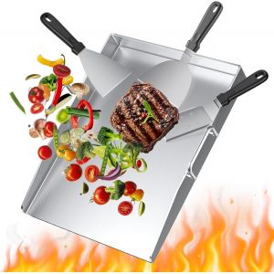 LETNERNY-Plancha Plaque De Cuisson,Plancha En Acier Inoxydable Épais 30 X 40 Cm,4 Mm D'Épaisseur, Pour Barbecue À Gaz Et Barbecue Au Charbon De Bois,Avec 3X Spatule - Neuf