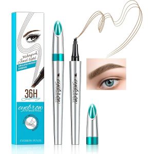 KALANKA-Crayon à Sourcils Liquide Crayon Sourcils Tatouage 4 Points Crayon à Sourcils Microblading Imperméable Durable Naturelle Crayon Sourcils Eyebrow Pen Maquillage Professionnel Naturelle (Brun C - Neuf