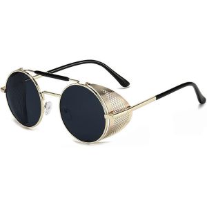 Lunettes De Soleil Steampunk Vintage Lunettes De Soleil Ronde Polarisées Rétro Steampunk Lunettes De Soleil Homme Femme Cercle Uv400 Protection - Neuf