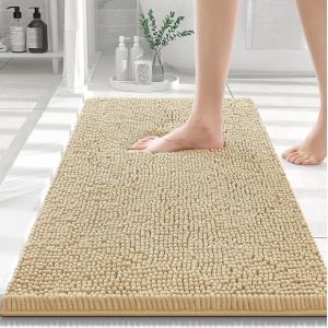 KAL-Tapis De Bain Antiderapant,Tapis Salle De Bain En Microfibre Chenille Douce,Tapis De Bain Absorbant,Lavable En Machine - - 40 X 60 Cm - Beige - Neuf