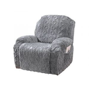 Housse De Fauteuil Inclinable Avec Poche Lat&eacute;rale, Grise, Extensible, Pour Fauteuils Inclinables &Eacute;lectriques - Neuf