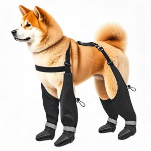 La Bretelle De Bottes Pour Les Moyennes Et Les Grands Chiens, Imperm&eacute;able Anti-D&eacute;rapant Chien De Chaussures Pour L'hiver Randonn&eacute;e Dans La Neige, R&eacute;glable Leggings (M) - Neuf