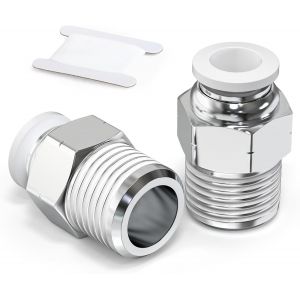 Blanc Raccords filet&eacute;s m&acirc;les 12mm OD x 1/2 BSP PC12-04 (pack de 5) - Neuf