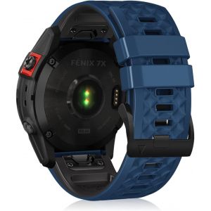 26Mm Quickfit Silicone Bracelet Pour Garmin Tactix 8 51Mm/Enduro 3/2/1/Descent Mk3I/Mk2I/Mk2/Mk1, Sport Bracelets Pour Garmin Fenix 8 51Mm/7X Pro Solar/7X/6X/6X Pro/5X/5X Puls - Bleu/Noir - Neuf