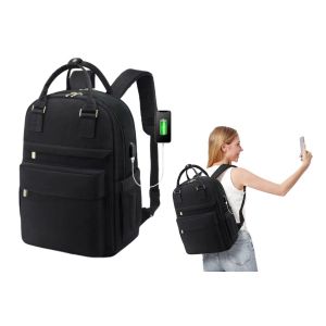 Sac &agrave; dos Oxford pour ordinateur portable avec port USB pour ordinateur portable 16 pouces, r&eacute;sistant &agrave; l'eau, plusieurs compartiments - Neuf