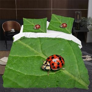 Housse De Couette X Coccinelle, D Imprim&iquest;&iquest;E Microfibre Parure De Lit Coccinelle Housse De Couettes Personne Avec X Taie D'oreiller X Cm - Neuf