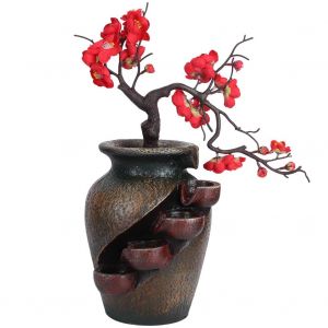 HJLIAN Fontaine a eau decorative en resine pour salon, salle de the, prise UE 220-240 V - Neuf