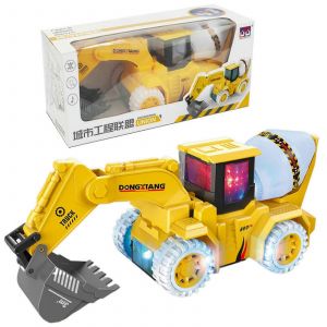 Luminous Engineering Mixer Excavator Truck Toy Electric LED Car with Omni-Directional Wheel Anticrash Children&iquest;s Car Toy - Neuf