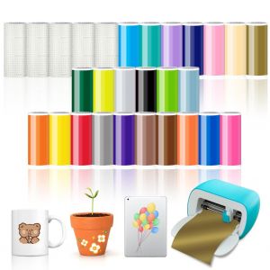 Lot De 28 Films Adhésifs Permanents En Vinyle Intelligent Pour Cricut Joy,Smart Adhesive Vinyle Permanent Avec Film De Transfert 14 X 30,5 Cm Film Traceur Autocollant Pour Bricolage Tasses,Voiture, - Neuf