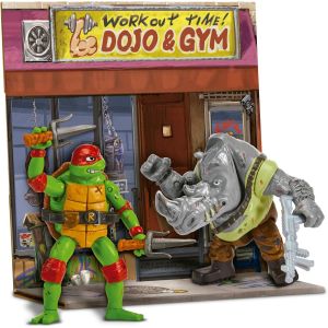 SANSH-Raphael Vs. Rocksteady Movie Face Off Lot de 2 Figurines d'action articulées 12 cm Personnages du Film Chaos Mutant avec Accessoires de Combat pour garçons et Filles à partir de 4 Ans - Neuf