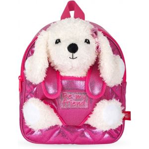 Sac à Dos Enfant 3 4 5 6 Ans avec Peluche Caniche Blanc-Sac Roulettes ou Sport Rose avec Doudou Animal Chien pour École Maternelle-Sacoche Petit Fille Fillette[T33] - Neuf