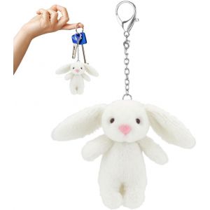 KAL-Porte-Clés Lapin Fluffy, Adorable Porte-Clés Lapin En Peluche,Pendentif De Sac À Main - Clé De Voiture, Porte-Clés Et Porte-Clé U2013 Pendentif Sac D'École - Neuf