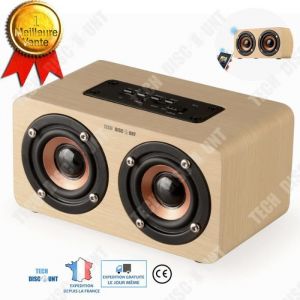 TD&reg; Mini haut parleur style st&eacute;r&eacute;o bluetooth Enceinte sans fil pour PC, pour voiture, pour iPhone type bois jaune haute d&eacute;finition - Neuf