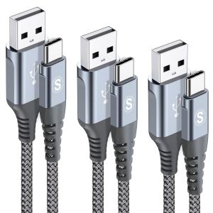 KALANKA-Cable USB C, Cable USB C Charge Rapide [3M+2M+1M/Lot de 3], Fil Chargeur Type C Nylon Tress&eacute; pour iPhone 17 16 15 Pro Max Plus Air Galaxy S25 S24 S23 S22 S21 S20 Note 20 Huawei P50 Xiaomi LG - Neuf