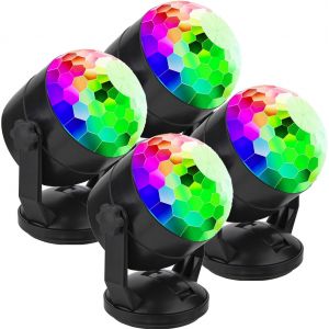 Lot De 4 Boules Disco &Agrave; Piles Avec T&eacute;l&eacute;commande, Contr&ocirc;l&eacute;es Par La Musique, Portables Pour L'Ext&eacute;rieur Et L'Int&eacute;rieur, Prise Usb, Lumi&egrave;re Dj, Gadgets De F&ecirc;te, Lumi&egrave;re Disco, Lumi&egrave;re Stroboscopique - Neuf
