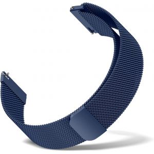 Kal-Métal Bracelet Pour Largeur De Corne 18mm 20mm 22mm, Homme Femme Inoxydable Mesh Dégagement Rapide Respirant Réglable Sangle Bracelet - Bleu - Neuf