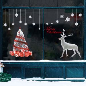 Autocollants Pour Décoration De Fenêtre De Noël - Autocollants De Décoration De Fenêtre De Noël En Forme D'élan De Sapin De Noël, Décoration De Fête, Autocollants De Décoration Pour La Maison - Neuf