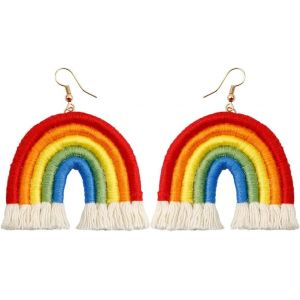 Kal-Boucles D'oreilles Arc-En-Ciel Femmes, Mode Tendance Colorées Arc En Ciel Bijoux Boucle Doreille, Boucles Accessoires Pour Assortir Les Vêtements Cadeaux Fêtes À Thème (Coloré-B) - Neuf