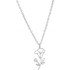 Kal-Collier De Fleur Du Mois De Naissance En Acier Inoxydable - Pendentif Pour 12 Mois De Naissance - Bijoux De Meilleur Ami Pour Femme Et Fille - Neuf