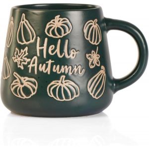 - Grande Tasse À Café Hello Autumn - Tasse À Thé Pour Thanksgiving, Halloween, Saisons Confortables - Motif Citrouille Et Feuilles (Vert) - Neuf