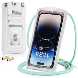 KALANKA-Petit Sac Sacs à Bandoulière Sac Téléphone Portable Femmes Mini Pochette Portefeuille Universelle pour iPhone 14 13 12 11 Pro Max Samsung Z Flip 4 3 5G S23 Ultra A53 Xiaomi Jusqu'à 7.3" Blanc - Neuf