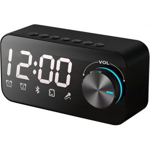 lbgwp60-Enceinte Bluetooth Avec Lumière Rgb Et Double Réveil, Boîte À Musique Multifonction Boîtier Bluetooth Portable, Double Haut-Parleur De Basse, Son Stéréo 360°, Affichage Led (Noir S16) - Neuf