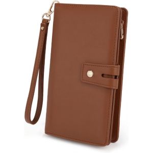 Femme Portefeuille Blocage Rfid En Pu Cuir Avec Bracelet Grande Capacité(21 Emplacements De Cartes) Poche Intérieure Convient Aux Portables 5.5 - Neuf