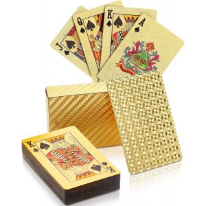 Eryi-Carte Poker. Jeux De Carte. Jeu De Cartes Table Poker Avec Boîte En Bois (Gold) - Neuf