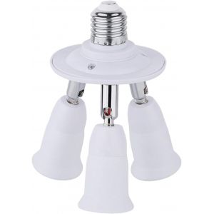 Triple LED E27 Ampoule à Vis de l'Adaptateur, 360° Rotatif, AC 220-240V, 3 Douilles E27 pour Lumière du Plafond, Réglable Cordon de Rallonge pour Atelier/Garage, Blanc - Neuf