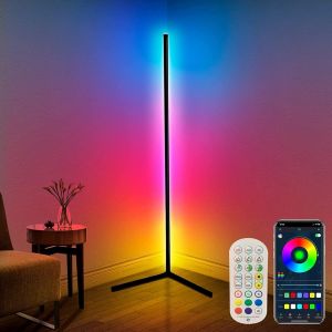 Lampadaire Led D'angle, 165cm Lampe Sur Pied Rgb Avec App Contr&ocirc;le Et T&eacute;l&eacute;commande,16 Millions Couleurs Et 300 Modes, Musique Sync Et Temporisation, Lampe D'ambiance Moderne Pour Salon - Neuf